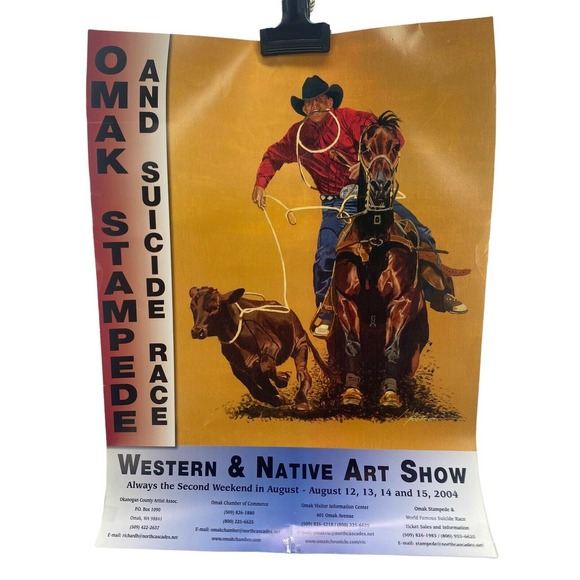 2004 Omak Stampede And Suicide Race Poster Western Native Art Show Rodeo - Picture 4 of 11